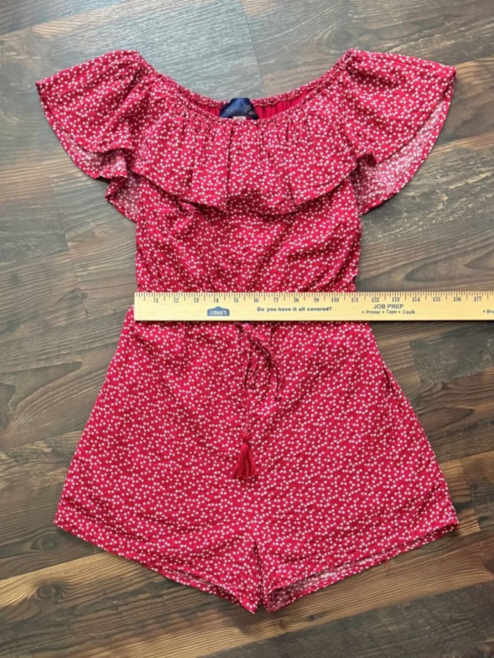 Blue Rain Ruffle Off-the-Shoulder Star Romper - Picture 6 of 9